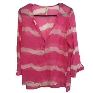 Pink & White Tie Dye Summer Top Cover Up Size S